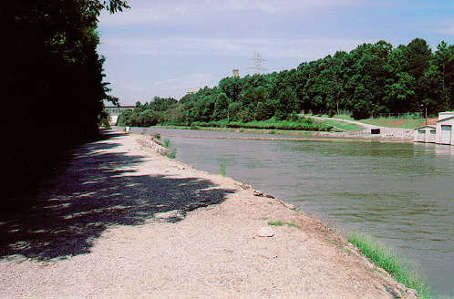 Public fishing area at the Marshall Steam Station Hot Hole